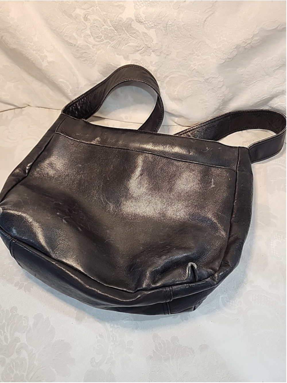 Boulder Ridge Leather Shoulder Bag Full Grain Cowhide Grey Vintage - Picture 6 of 14